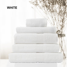 Load image into Gallery viewer, Royal Comfort 5 Piece Cotton Bamboo Towel Set 450GSM Luxurious Absorbent Plush - White
