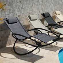 Load image into Gallery viewer, Arcadia Furniture Zero Gravity Portable Foldable Rocking Chair Recliner Lounge - Grey