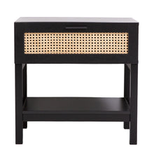 Load image into Gallery viewer, Casa Decor Tulum Rattan Bedside Table Drawers Table Nightstand Cabinet Black