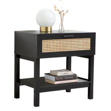 Load image into Gallery viewer, Casa Decor Tulum Rattan Bedside Table Drawers Table Nightstand Cabinet Black