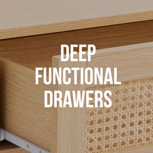 Load image into Gallery viewer, Casa Decor Santiago Rattan Bedside Table Drawers Table Nightstand Cabinet Oak