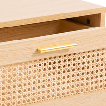 Load image into Gallery viewer, Casa Decor Santiago Rattan Bedside Table Drawers Table Nightstand Cabinet Oak