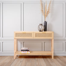 Load image into Gallery viewer, Casa Decor Santiago Rattan Console Table Entry Table Hallway Wood Oak