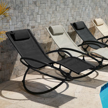 Load image into Gallery viewer, Arcadia Furniture Zero Gravity Portable Foldable Rocking Chair Recliner Lounge - Black