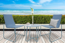 Load image into Gallery viewer, Milano 3pc Outdoor Furniture Steel/Rattan Coffee Table & Chairs Patio Garden Set - Blue
