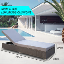 Load image into Gallery viewer, Milano Outdoor 3pc Sun Lounge Pool Bed Deck Rattan Chair Adjustable Furniture
