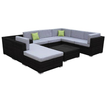 Load image into Gallery viewer, Milano 9 Piece Wicker Rattan Sofa Set Black Grey Outdoor Lounge Patio Furniture