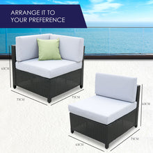 Load image into Gallery viewer, Milano 9 Piece Wicker Rattan Sofa Set Black Grey Outdoor Lounge Patio Furniture