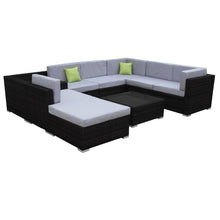 Load image into Gallery viewer, Milano 9 Piece Wicker Rattan Sofa Set Black Grey Outdoor Lounge Patio Furniture