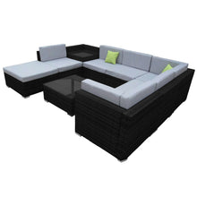 Load image into Gallery viewer, Milano 9 Piece Wicker Rattan Sofa Set Black Grey Outdoor Lounge Patio Furniture
