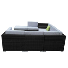 Load image into Gallery viewer, Milano 9 Piece Wicker Rattan Sofa Set Black Grey Outdoor Lounge Patio Furniture