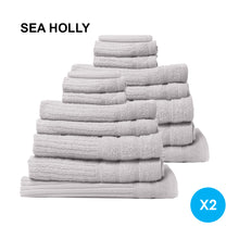 Load image into Gallery viewer, Royal Comfort 16 Piece Egyptian Cotton Eden Towel Set 600GSM Luxurious Absorbent - Sea Holly
