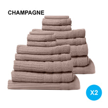 Load image into Gallery viewer, Royal Comfort 16 Piece Egyptian Cotton Eden Towel Set 600GSM Luxurious Absorbent - Champagne