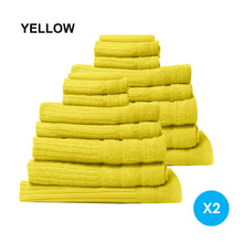 Load image into Gallery viewer, Royal Comfort 16 Piece Egyptian Cotton Eden Towel Set 600GSM Luxurious Absorbent - Yellow