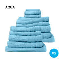 Load image into Gallery viewer, Royal Comfort 16 Piece Egyptian Cotton Eden Towel Set 600GSM Luxurious Absorbent - Aqua