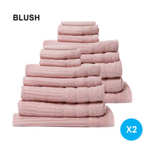 Load image into Gallery viewer, Royal Comfort 16 Piece Egyptian Cotton Eden Towel Set 600GSM Luxurious Absorbent - Blush