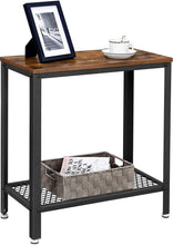 Load image into Gallery viewer, Industrial Side Table 2-Tier With Mesh and Metal Frame Rustic Brown