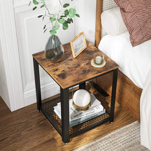Load image into Gallery viewer, 2-Tier Side Table with Storage Shelf with Metal Frame Rustic Brown