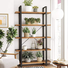 Load image into Gallery viewer, Bookshelf 5-Tier Industrial Stable Bookcase Rustic Brown and Black