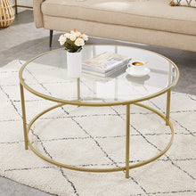 Load image into Gallery viewer, Gold Glass Table with Golden Iron Frame Stable and Robust Tempered Glass