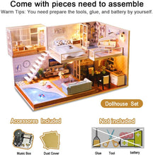 Load image into Gallery viewer, Dollhouse Miniature with Furniture Kit Plus Dust Proof and Music Movement - Met you (1:24 Scale Creative Room Idea)