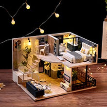 Load image into Gallery viewer, Dollhouse Miniature with Furniture Kit Plus Dust Proof and Music Movement - Cozy time (Valentine's Day Gift Idea)