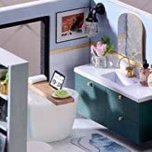 Load image into Gallery viewer, Dollhouse Miniature with Furniture Kit Plus Dust Proof and Music Movement - Cozy time (Valentine's Day Gift Idea)