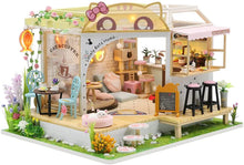 Load image into Gallery viewer, Dollhouse Miniature with Furniture Kit Plus Dust Proof and Music Movement - Cat Coffee (Valentine's Day Gift Idea)