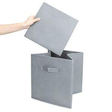 Load image into Gallery viewer, Pack of 6 Foldable Fabric Basket Bin Storage Cube for Nursery, Office and Home Decor (Grey)