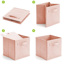 Load image into Gallery viewer, Pack of 6 Foldable Fabric Basket Bin Storage Cube for Nursery, Office and Home Decor (Pink)