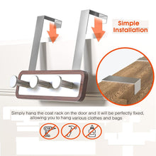 Load image into Gallery viewer, Wood Over The Door Rack Hanger Organiser with 3 Strong Steel Hooks