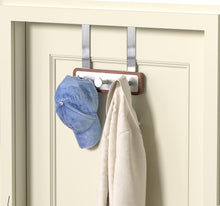 Load image into Gallery viewer, Wood Over The Door Rack Hanger Organiser with 3 Strong Steel Hooks