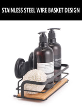 Load image into Gallery viewer, 2 Pack Rectangular Bamboo Corner Shower Caddy Shelf Basket Rack with Premium Vacuum Suction Cup No-Drilling for Bathroom and Kitchen