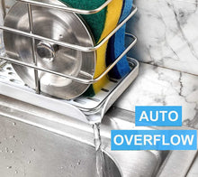 Load image into Gallery viewer, Sink Caddy Sponge Holder with Auto Freesanting Overflow for Kitchen and Bathroom