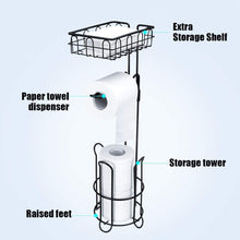 Load image into Gallery viewer, Toilet Paper Holder Stand and Storage Dispenser with Shelf for Bathroom