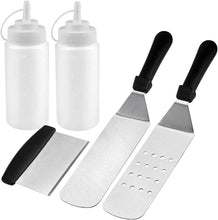 Load image into Gallery viewer, BBQ Griddle Accessories Kit with Heavy Duty Scraper Spatula Turner and Bottles (5pcs)