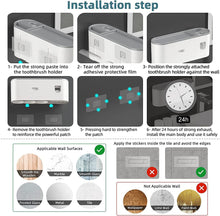 Load image into Gallery viewer, Automatic Wall Mounted Toothbrush Holder with Magnetic Cups Kids & Family Set for Bathroom (White and Gray)