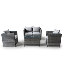 Load image into Gallery viewer, LONDON RATTAN Outdoor Furniture 4pc Setting Chairs Lounge Set Wicker Sofa Couch