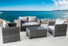 Load image into Gallery viewer, LONDON RATTAN Outdoor Furniture 4pc Setting Chairs Lounge Set Wicker Sofa Couch