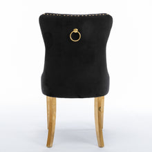 Load image into Gallery viewer, 6x Velvet Dining Chairs with Golden Metal Legs-Black