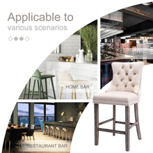 Load image into Gallery viewer, 4X Velvet Bar Stools with Studs Trim Wooden Legs Tufted Dining Chairs Kitchen