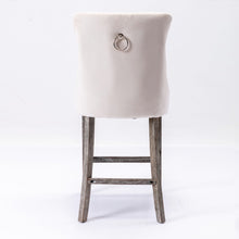 Load image into Gallery viewer, 6X Velvet Bar Stools with Studs Trim Wooden Legs Tufted Dining Chairs Kitchen