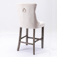 Load image into Gallery viewer, 6X Velvet Bar Stools with Studs Trim Wooden Legs Tufted Dining Chairs Kitchen