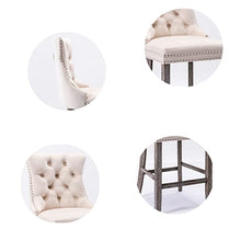Load image into Gallery viewer, 6X Velvet Bar Stools with Studs Trim Wooden Legs Tufted Dining Chairs Kitchen