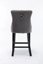 Load image into Gallery viewer, 4X Velvet Bar Stools with Studs Trim Wooden Legs Tufted Dining Chairs Kitchen
