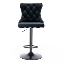 Load image into Gallery viewer, 4x Height Adjustable Swivel Bar Stool Velvet Nailhead Barstool with Footrest