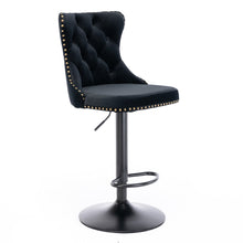 Load image into Gallery viewer, 4x Height Adjustable Swivel Bar Stool Velvet Nailhead Barstool with Footrest