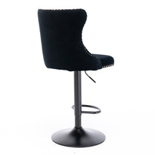 Load image into Gallery viewer, 4x Height Adjustable Swivel Bar Stool Velvet Nailhead Barstool with Footrest