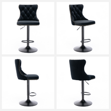 Load image into Gallery viewer, 4x Height Adjustable Swivel Bar Stool Velvet Nailhead Barstool with Footrest