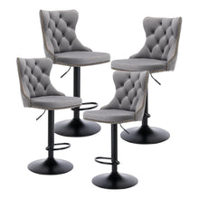 Load image into Gallery viewer, 4x Height Adjustable Swivel Bar Stool Velvet Nailhead Barstool with Footrest